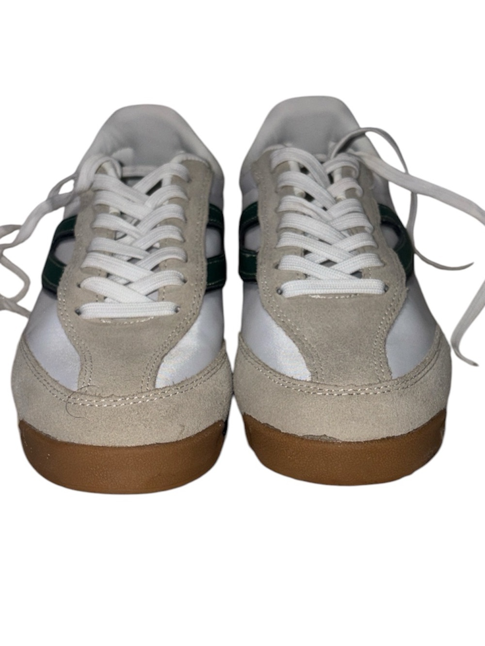 Tretorn Low rise Kristine Sneakers-White, Green, Suede Trim Sz 7.5